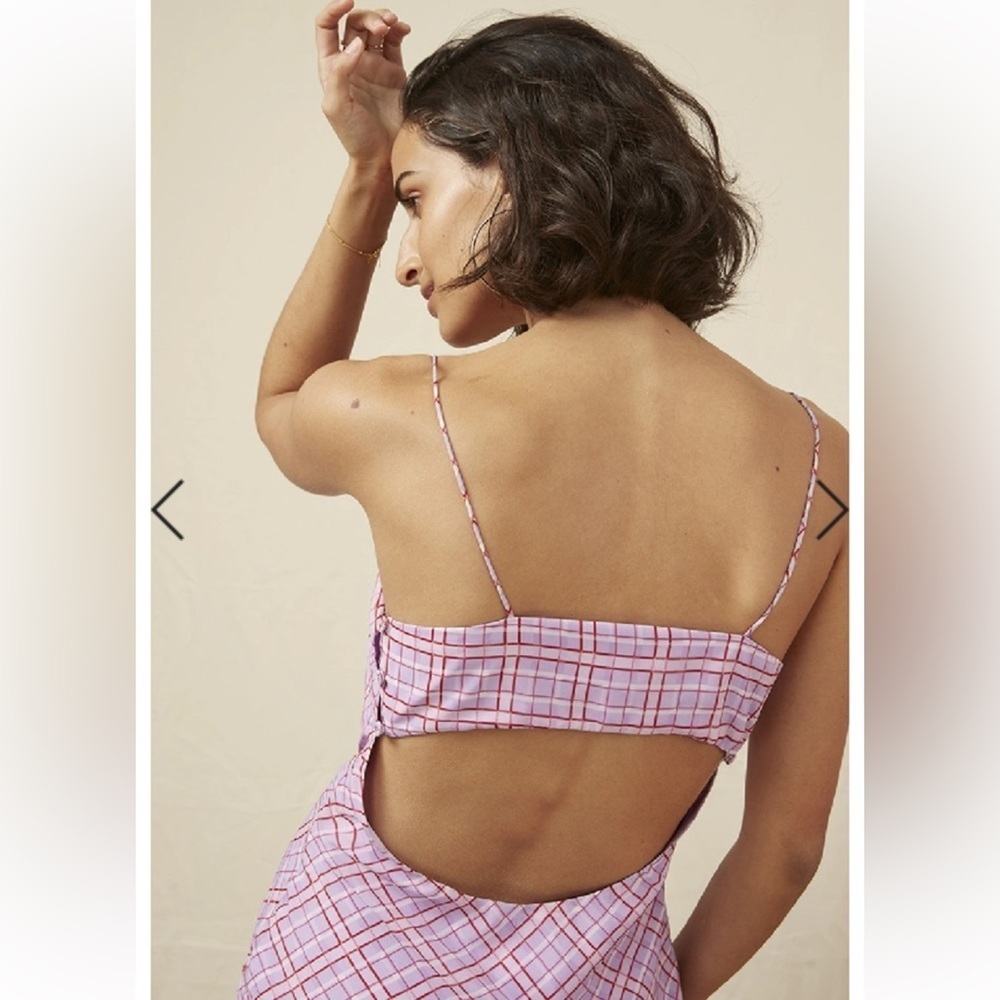Finders Keepers Nostalgia Dress Lilac Check Cowl Neck Slip Dress - Picture 4 of 16
